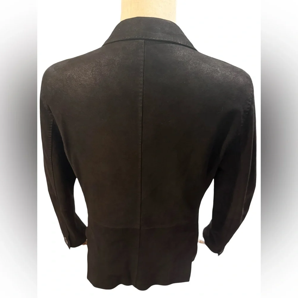 John Varvatos EUC Men's Size Eu 48 US 38 Black Double-Breasted Sheepskin Blazer - Picture 2 of 16